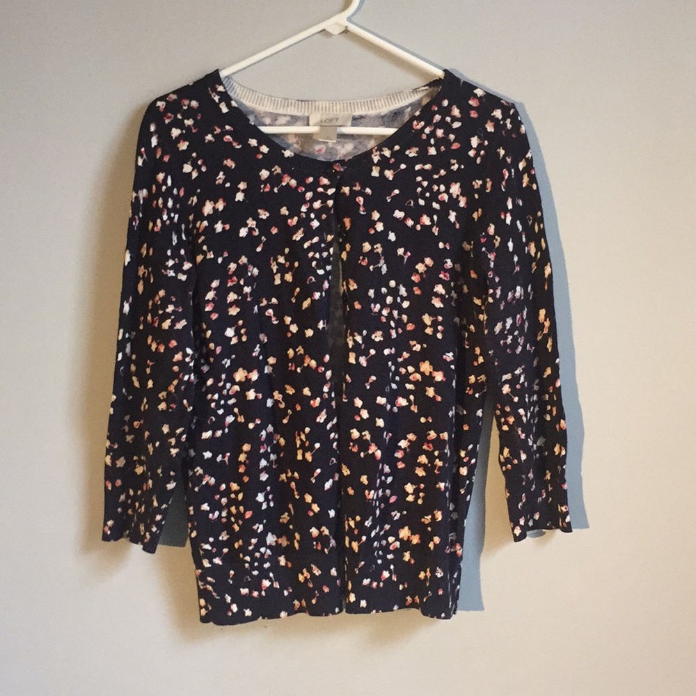 Loft navy printed cardigan